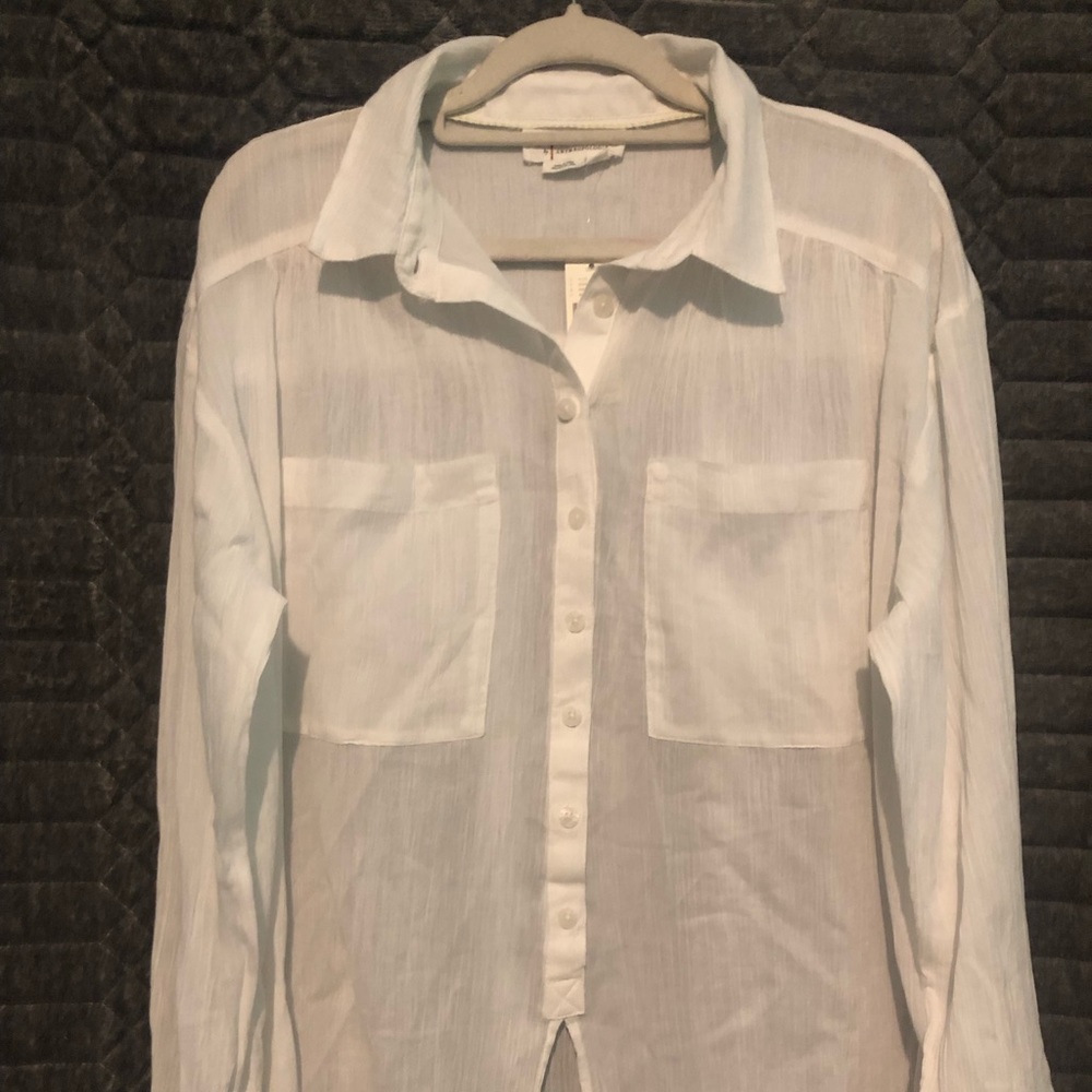 Anthropologie cotton duster tunic shirt with button front